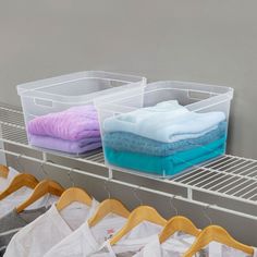 Create a perfect system of storage and organization in any room of your home with the Sterilite 8.25 x 12.25 x 15 Inch Storage Bin with Carry-Through Handles 18-Pack. This clear, multipurpose storage bin provides the ideal space to store household items neatly. Designed to help you keep your frequently used belongings close at hand, from sweaters and scarves in the closet to laundry accouterments in your washroom to crafting supplies in the kid's playroom, you'll love the simple organization this bin provides. The open design gives you easy access to stored items, and the carry-through handles make for effortless and comfortable transport, making this bin ideal for everyday use. The sturdy banded rim adds a stylish touch to the bin, and the modern design works well with any existing home d Kids Storage Bins, Simple Organization, Kid's Playroom, Clear Storage Bins, Plastic Storage Bins, Plastic Organizer, Household Organization, Crafting Supplies, Easy Organization