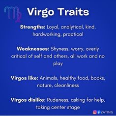 the virgo tarts sign is shown in blue with white writing and black lettering