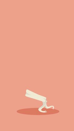 a white object on a pink background that looks like it is falling off the ground