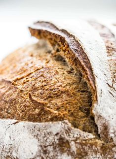 a close up view of a loaf of bread