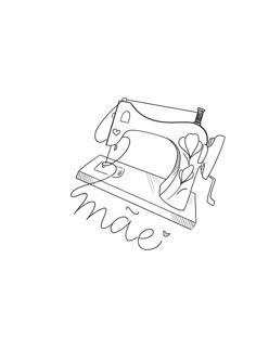 a black and white drawing of a sewing machine