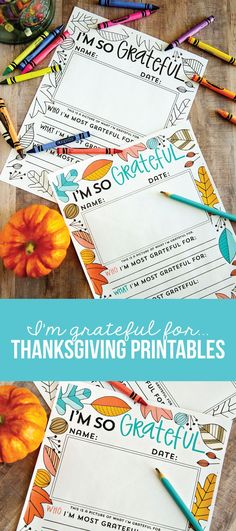 thanksgiving printables for kids to color and write on the table with pencils