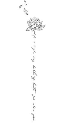 a black and white drawing of a flower with the words, i love you in cursive writing