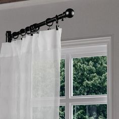 Includes one 5/8-in adjustable from 17-26 inch high-quality steel telescoping swing arm rod and mounting hardware. Arm rotates 270 degrees and stops every 45 degrees for more sturdy construction. Perfect for french doors or any inward opening doors. Light weight draperies only. Material: steel rod/ resin finial. Hart & Harlow 5/8-in Swing Rod 17-26 inch - Cocoa in Brown | L-SWING17-07 Half Curtains, Opening Doors, Curtain Hardware, Steel Rod, Door Curtains, Curtain Rod, Curtain Rods, Finials, French Doors