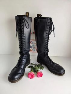 Thank you for reviewing my item.  Excellent quality & made to last! Condition: 8/10. Good condition Dr Doc Martens 20 hole 1b60 knee high tall boots UK8 EU42 US10 I am a trusted seller. Please check my page for feedback on my previous sold items.   2-3 working days delivery to UK, 3-5 working days delivery to rest of Europe. 5 - 10 working day delivery to rest of the world. Item will be send tracked (recorded). Worldwide tracked sending 30 Euro Item will be well packed, shipped ASAP Please let m Womens Booties, Booties Ankle Boots, Dr Martens Boots, Doc Martens, Tall Boots, Boot Shoes Women, Halloween Shopping, Knee High, Bootie Boots