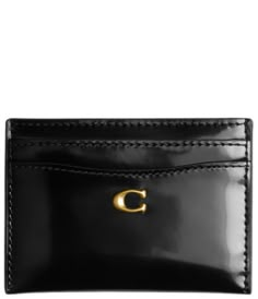 From COACH&#x2C; the Spazzolato Leather Essential Card Case features: Spazzolato leatherFive credit card slotsApprox.: 4.25" (L) x 3" (H)Imported. Flawless Face Makeup, Uni Bag, Bday Wishlist, Travel Cards, Card Sleeves, Jewelry Accessories Ideas, Leather Card Case, Flawless Face, Crafts Beautiful