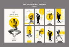 the instagram stories template is designed to be used as an advertisement for dance classes