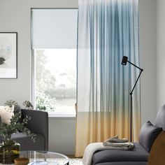 a living room scene with focus on the curtains