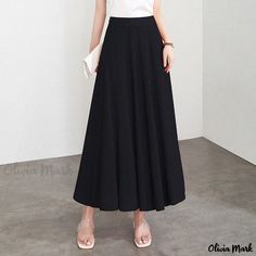 Olivia Mark - Sophisticated High-waisted Pleated Skirt with Long Solid Color and Stylish Flared Design Stylish Drapes, Casual Maxi Skirt, Wide Sleeve Sweater, Yoga Skirt, Long Pleated Skirt, High Waisted Pleated Skirt, Pleated Long Skirt, Brown Outfit, Dance Skirt