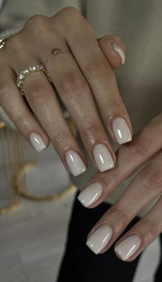 Wedding Dipped Nails, Short Milky Nails, Short Classy Nails, Ongles Beiges, Natural Nails Manicure, Nails Outfit, Milky Nails