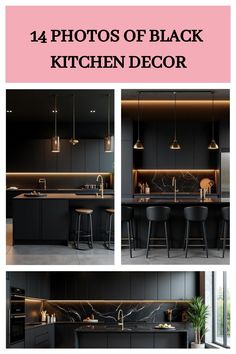 14 Photos of Black Kitchen Decor Girl Bathroom Decor, Statement Walls, Black Countertops, Decor 2024