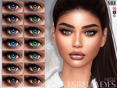 an image of different colored eyes for the simse game's avatar, which includes multiple