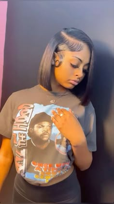 Cute Bob Haircuts Black Women, Cute Side Part Bobs For Black Women, Black Women Side Part Bob, Bobs With Natural Hair, Side Bob Wig, Sidepart Bob Quick Weave, Bobs Quick Weave, Sew In Bob Side Part