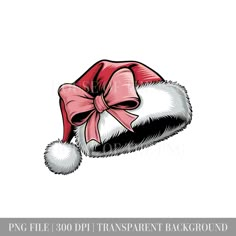 a santa hat with a pink bow on it's side and the words png file