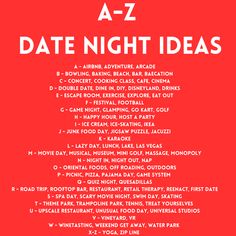 a red poster with the words date night ideas