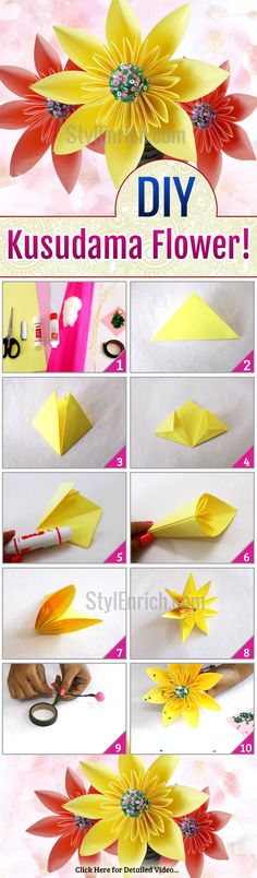 the instructions for how to make a paper flower