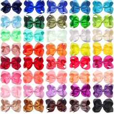 PRICES MAY VARY. Girls Hair Bows Size - 6in long * 4in Width and which was made of 2 inches grosgrain ribbon.Great choice for decorating girl's hairstyle, ponytails,pigtails and braids in any style clothes. Bow Clips including - 40PCS Hair Bows with alligator clips.40 assorted colors. Weight:Apporx 13g/each.Please Adjust the LOOPS when you receive them for the PERFECT shape:) Premium Quality - Bows for girls' ribbon was thicker, and metal clip is substantial.The girls bows look more gorgeous and Ribbon Barrettes, Toddler Hair Accessories, Hair Bows For Girls, Unique Bows, Big Hair Bows, Bows For Girls, Grosgrain Ribbon Bows, Hair Bow Sets, Girls Clips