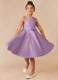 Complete your bridal party with our clean modern Matte Satin flower girl dress, Coco. Her scoop neckline is complimented by a belt with a bow at the front. The skirt is pleated beautifully to flare as she walks down the aisle. This dress is not only perfect for a flower girl at a wedding but also versatile enough for other special occasions. Satin Flower Girl Dresses, Purple Flower Girl Dress, Satin Flower Girl Dress, Grey And Coral, Satin Flowers, Dress Flower, Matte Satin, Flower Girl Dress, Clean Modern