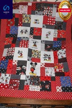 the mickey mouse quilt is on display