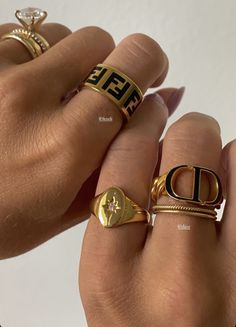 Fendi Ring, Dope Jewelry, Nail Jewelry, Classy Jewelry, Hand Jewelry, Girly Jewelry, Jewelry Inspo, Dream Jewelry, Stylish Jewelry