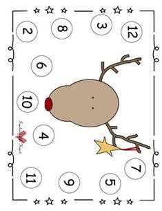 a christmas themed worksheet with numbers and a reindeer's head on it