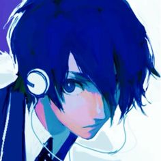 an anime character with headphones on his ears