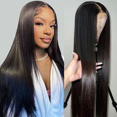 SoulLady Straight Lace Closure Wig Glueless Human Hair Wigs 4x4 HD Lace Wig 180% Density 4x4 Wig, Human Hair Wigs Straight, Side Part Hairstyles, Affordable Wigs, Purple Wig, Blonde With Pink, Cheap Wigs, Red Wigs, Colored Wigs