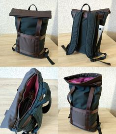 Handmade bend-top backpack Backpack Sewing Patterns, Backpack Template, Backpack Design Concept, Mens Tote Bag, Work Bags Laptop, Carryon Bag