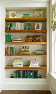 the bookshelves in this room are full of books