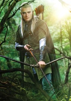 a man with long hair holding a bow and arrow