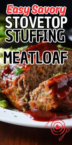 easy savory stovetop stuffing meatloaf on a plate