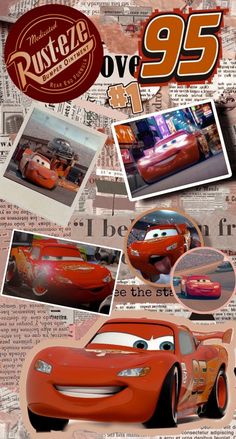 an advertisement for the cars movie, featuring characters from disney and pixama's cars