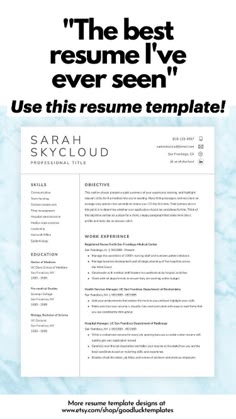 the best resume i've ever seen use this resume template to make it work for you