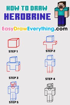 how to draw an easy step - by - step instructions for the minecraft hero