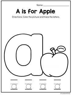 the letter o is for apple worksheet with an image of an apple on it