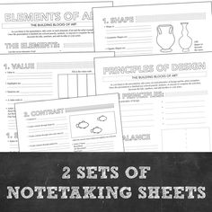 the worksheet for 2 sets of notetaking sheets is shown in black and white