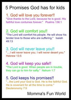 Teaching the promises of God to Kids Verses For Kids, The Promises Of God, Promises Of God, Childrens Bible, Bible Lessons For Kids, Bible Activities