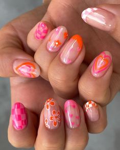 Preppy Nails, Orange Nail, Milky Nails, Summery Nails, Colorful Nails, Cute Gel Nails, Nails For Kids, Summer Acrylic Nails, Short Acrylic Nails Designs