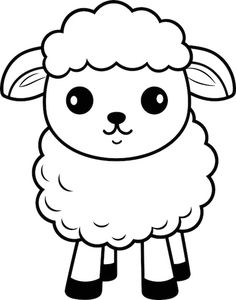 a black and white sheep with big eyes