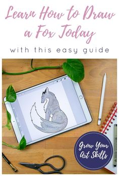 an ipad with the title learn how to draw a fox today, and it's easy