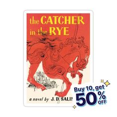 the catcher in the rye by j d salif book cover with red horse and yellow background