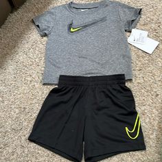 Brand New With Tags Nike Black Summer Sets, Sporty Black Short Sets, Kids Nike, Dri Fit, Matching Sets, Workout Shorts, Short Sets, Kids Shop, Black And Grey