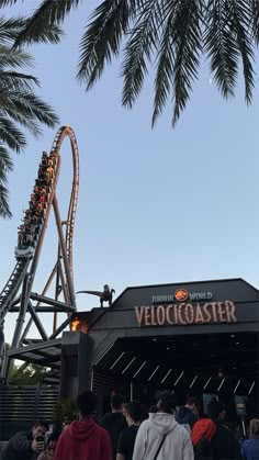 people are standing in line to ride the roller coaster