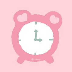 a pink teddy bear clock with hearts on it's face and the number one