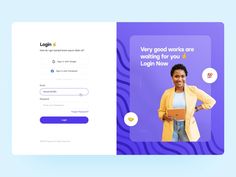 the login page is open and shows an image of a woman with her hands on her hips