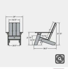 a drawing of a chair with measurements for the seat and footrests on it