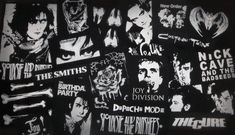 a bunch of stickers on the back of a black t - shirt that says, i hate the smiths