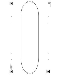 a skateboard is shown in the shape of a letter u, with dots and squares around it