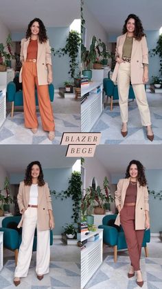 Hunter Green Slacks Outfit Women, Colourful Business Casual, Inverted Triangle Outfits, Semi Formal Outfit, Smart Casual Women, Look Office, Color Combos Outfit, Business Outfits Women, Elegante Casual