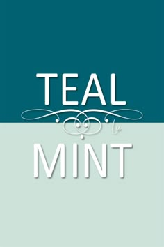 teal and mint logo with the words teal and mint in white on a blue background